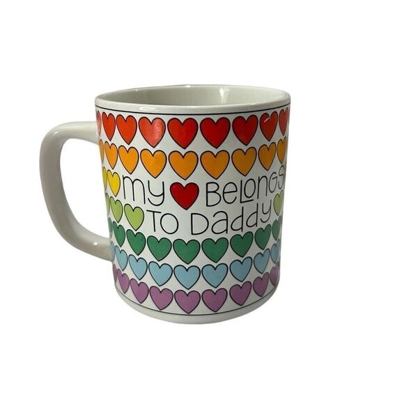 Vtg 1983 My Heart Belongs To Daddy Rainbow Mug - Picture 1 of 4